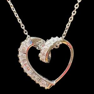 Macy's New in Box CZ Heart Silver Necklace